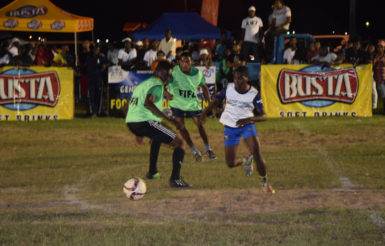 Flashback-Part of the earlier action between Albouystown and Tucville in the Ministry of Health/Petra Organization Soft Shoe Championship at the Santos Training Area in the Square of the Revolution