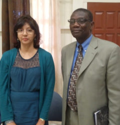 The newly appointed Deputy Commissioner General Hema Khan (left) with Chairman of the Guyana Revenue Authority (GRA) Board Rawle Lucas. She was introduced during a press conference held yesterday. 