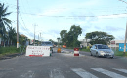 The northern carriageway of Carifesta Avenue closed yesterday.
