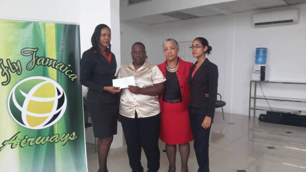 From left to right are Fly Jamaica Customer Service Manager, Desiree Caine; Lavern Williams-Oliver; Training Manager Jacqueline Lyseight and Fly Jamaica employee Varsha Banarsi.