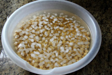 Rehydrated Chickpeas with gassy foam (Photo by Cynthia Nelson) 