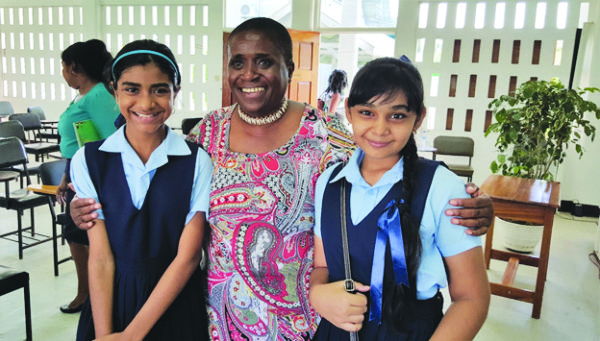 L-R: Rachel Williams, Marva Gordon, Meera Singh. Rachel and Meera read from Peter Kempadoo’s Guyana Boy. 