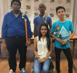  In photo from left, CM Taffin Khan, CM Anthony Drayton and Haifeng Su with representatives of Andrew Arts, Miss Reesa Sooklall, the reigning Miss Guyana Talented Teen.