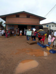 Residents of Port Kaituma stood in front of the Matarkai Neighbourhood Democratic Council (NDC) on Tuesday expressing dissatisfaction with the state of the Matarkai Roads. 