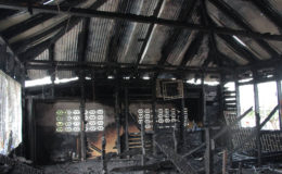 The centre in the aftermath of the fire yesterday. (Keno George photo)