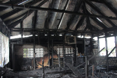 The centre in the aftermath of the fire yesterday. (Keno George photo)