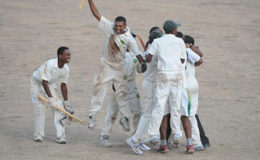 Guyana Under-15s celebrate the capture of the title two years ago.