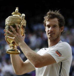 Andy Murray celebrates his second Wimbledon men’s singles triumph. (Reuters photo) 