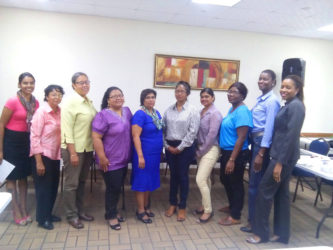The nine Guyanese participants in the World Bank-funded Women Innovators Network programme along with entrepreneur Valrie Grant at extreme right 