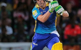 South African AB de Villiers … hammered a top score of 82 for Barbados Tridents. (file photo)