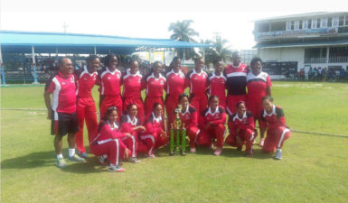  The 2016 WICB Women’s 50 over champs, Trinidad & Tobago yesterday at the Everest Ground.