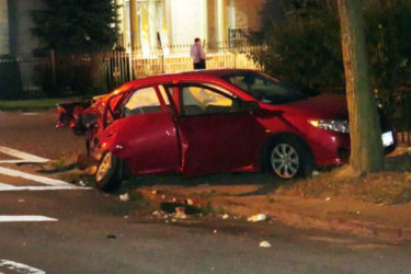 The mangled remains of the Rasool’s car follwing Sunday’s accident in South Ozone Park, Queens, New York. (New York Post photo)