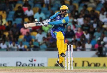 Tridents batsman Nicholas Pooran hits a delivery for four during Match 18 of the Hero Caribbean Premier League match between Barbados Tridents and  St Lucia Zouks at Kensington Oval in Bridgetown, Barbados Sunday. Photo by Ashley Allen/Sportsfile 