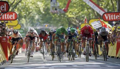Tinkoff team rider Peter Sagan wins yesterday’s stage 16 event of the annual Tour de France on the line. (Reuters photo) 
