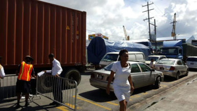 City Hall officials blocked containers from leaving the Muneshwers and John Fernandes wharves yesterday 