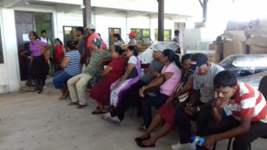 A line of persons waiting for the vaccine in Berbice 