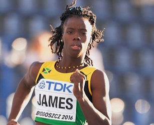 Jamaican Tiffany James … won gold in the 400 metres women’s hurdles. 