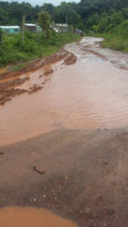 One section of the Matarkai Road that has been reduced to a “slush dam” according to a resident.