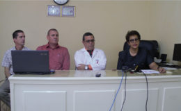 Dr Madhu Singh (at right) with the team of doctors during the press conference
