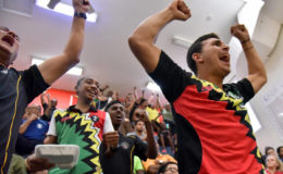 The Guyana players are ecstatic at becoming overall champs for a 12th successive time.