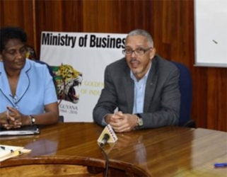 Minister of Business and Tourism, Dominic Gaskin and his Permanent Secretary, Rajdai Jagernauth (GINA photo)
