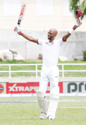 Roston Chase’s century during the fifth day of the second Seagram’s Royal Stag Test Match between West Indies and India at Sabina Park, Jamaica yesterday. WICB Media Photo/Athelstan Bellamy of Photosbybellamy