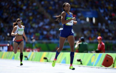 Allyson Felix during the women’s track and field 400m preliminaries in the Rio 2016 Summer Olympic Games at Estadio Olimpico Joao Havelange. (James Lang-USA TODAY Sports)