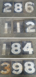 The metal plates with the numbers for the old scoreboard (Photos by Roger Seymour)