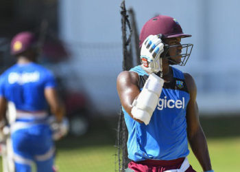 Opener Leon Johnson pauses during training ahead of the opening day of the final Test.  