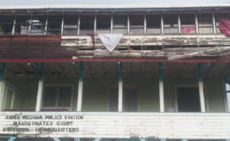 The Anna Regina Police Station, Magistrate’s Court and G Division Headquarters: The boards on the wall are falling off and the gaps have now been blocked with a piece of plyboard. Stabroek News understands the top floor provides housing accommodation for ranks and that when it rains the roof leaks. In addition, the toilet facilities available to the ranks are poor.  