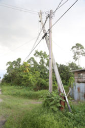 The damaged pole outside the farm. 