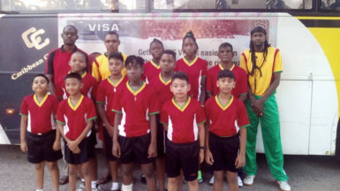 The Guyana pre-cadet table tennis team prior to the team’s departure on Sunday morning. 