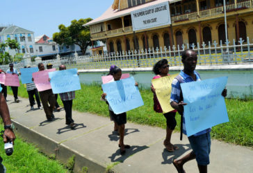 Protesters in front of the High Court