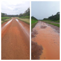 These photos show the Eteringbang airstrip before and after the storm. (Photos from Captain Gerry Gouveia’s Facebook page) 