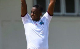 West Indies fast bower Miguel Cummins. 