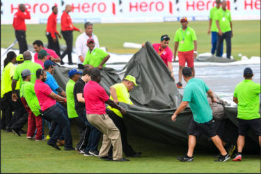 Ground staff at work during the second Paytm Twenty20 International between West Indies and India at Central Broward Stadium in Lauderhill, Florida, United States of America yesterday. Photo by WICB Media/Randy Brooks of Brooks Latouche Photography.