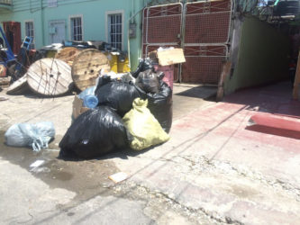 Garbage awaiting collection in Alberttown yesterday 