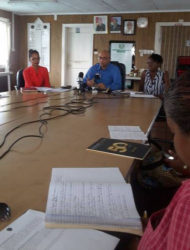 President of the GCCI Vishnu Doerga flanked by two members at the press conference