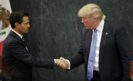 U.S. Republican presidential nominee Donald Trump and Mexico's President Enrique Pena Nieto shake hands at a press conference at the Los Pinos residence in Mexico City, Mexico, August 31, 2016. REUTERS/Henry Romero
