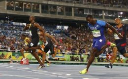 
Usain Bolt (JAM) of Jamaica runs to win the gold. REUTERS/Kai Pfaffenbach
