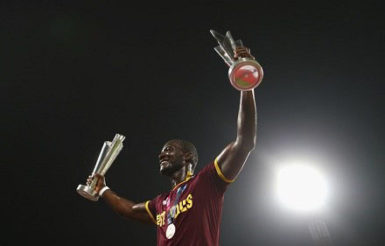 Darren Sammy celebrates at the recent T20 World Cup in India.