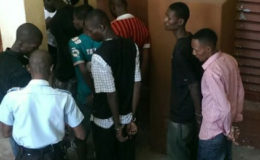 A Group of the Haitian men after they were charged for illegal entry
