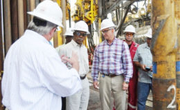 President David Granger visiting Exxon offshore drilling operations