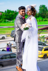 Hashim Alli and Melicia Partab in their English wedding attire