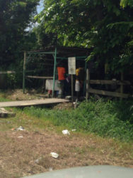 The shed under which Anthony was sitting at the time he was approached by the men.