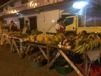 The stalls belonging to vendors who returned last night to ply their trade on Robb Street, between Alexander and Bourda streets.