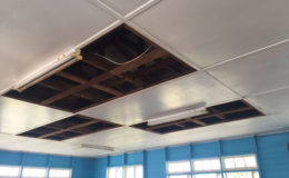 The ceiling at the Springlands Magistrate’s Court, from where a stench has been emanating 