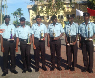 The police officers who were awarded for their outstanding performances.