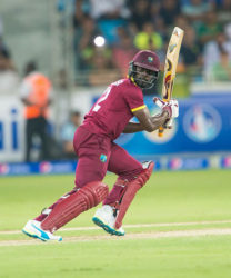 West Indies batsman Andre Fletcher gathers runs behind square on the off-side during his 37-ball 29 against Pakistan in the second Twenty20 International on yesterday. (Photo courtesy WICB Media) 