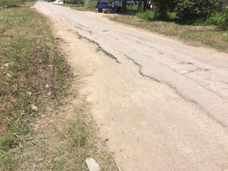 Cracks that can be seen on the Canal Number One road 